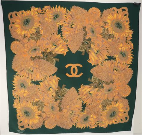 vintage chanel sunflower scarf|Chanel scarf outlet.